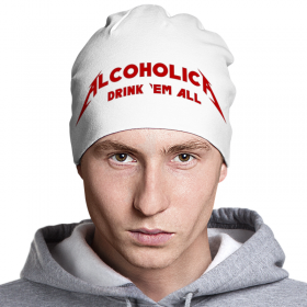 beanie с принтом Alcoholica во Владимире,  |  | Тематика изображения на принте: 