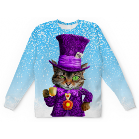 full_print_kids_sweatshirt с принтом Чеширский котик во Владимире,  |  | Тематика изображения на принте: 