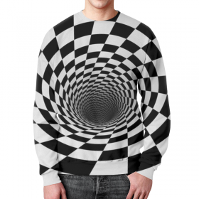 full_print_sweatshirt с принтом ВОРОНКА ШАХМАТНАЯ. ЧЕРНОЕ И БЕЛОЕ. во Владимире,  |  | Тематика изображения на принте: 