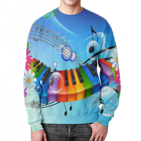 full_print_sweatshirt с принтом МУЗЫКА .НОТЫ.ЗВУК.КЛАВИШИ.ПИАНИНО.ЦВЕТЫ. во Владимире,  |  | Тематика изображения на принте: 