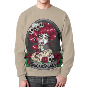 full_print_sweatshirt с принтом Sugar skull girl во Владимире,  |  | Тематика изображения на принте: 