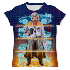 full_print_tee с принтом Back To The Future во Владимире, Футболка с нанесением полноцветного изображения по всей поверхности может быть выполнена в двух вариантах - ХЛОПОК и СИНТЕТИКА. | Хлопок - ткань из 100% хлопка высшего качества пенье.  <br>Синтетика - ткань с высоким содержанием синтетического волокна (до 80%).  Материал хорошо тянется, имеет приятную на ощупь фактуру | Тематика изображения на принте: 