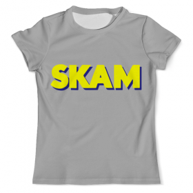 full_print_tee с принтом Skam стыд во Владимире, Футболка с нанесением полноцветного изображения по всей поверхности может быть выполнена в двух вариантах - ХЛОПОК и СИНТЕТИКА. | Хлопок - ткань из 100% хлопка высшего качества пенье.  <br>Синтетика - ткань с высоким содержанием синтетического волокна (до 80%).  Материал хорошо тянется, имеет приятную на ощупь фактуру | Тематика изображения на принте: 