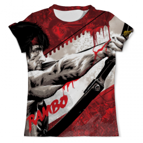 full_print_tee с принтом Rambo: First Blood во Владимире, Футболка с нанесением полноцветного изображения по всей поверхности может быть выполнена в двух вариантах - ХЛОПОК и СИНТЕТИКА. | Хлопок - ткань из 100% хлопка высшего качества пенье.  <br>Синтетика - ткань с высоким содержанием синтетического волокна (до 80%).  Материал хорошо тянется, имеет приятную на ощупь фактуру | 