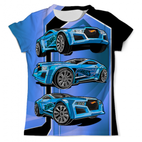 full_print_tee с принтом Hot Wheels во Владимире, Футболка с нанесением полноцветного изображения по всей поверхности может быть выполнена в двух вариантах - ХЛОПОК и СИНТЕТИКА. | Хлопок - ткань из 100% хлопка высшего качества пенье.  <br>Синтетика - ткань с высоким содержанием синтетического волокна (до 80%).  Материал хорошо тянется, имеет приятную на ощупь фактуру | 