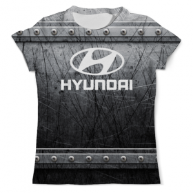 full_print_tee с принтом Hyundai во Владимире, Футболка с нанесением полноцветного изображения по всей поверхности может быть выполнена в двух вариантах - ХЛОПОК и СИНТЕТИКА. | Хлопок - ткань из 100% хлопка высшего качества пенье.  <br>Синтетика - ткань с высоким содержанием синтетического волокна (до 80%).  Материал хорошо тянется, имеет приятную на ощупь фактуру | 