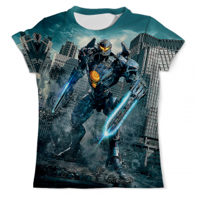 full_print_tee с принтом Pacific Rim во Владимире, Футболка с нанесением полноцветного изображения по всей поверхности может быть выполнена в двух вариантах - ХЛОПОК и СИНТЕТИКА. | Хлопок - ткань из 100% хлопка высшего качества пенье.  <br>Синтетика - ткань с высоким содержанием синтетического волокна (до 80%).  Материал хорошо тянется, имеет приятную на ощупь фактуру | 