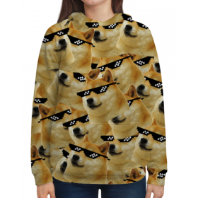 full_print_woman_hoodie с принтом Doge meme, deal with it очки во Владимире,  |  | 