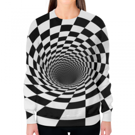 full_print_woman_sweatshirt с принтом ВОРОНКА ШАХМАТНАЯ. ЧЕРНОЕ И БЕЛОЕ. во Владимире,  |  | 