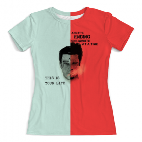 full_print_woman_tee с принтом Fight Club (Бойцовский клуб) во Владимире, Футболка с нанесением полноцветного изображения по всей поверхности может быть выполнена в двух вариантах - ХЛОПОК и СИНТЕТИКА. | Хлопок - ткань из 100% хлопка высшего качества пенье.  <br>Синтетика - ткань с высоким содержанием синтетического волокна (до 80%).  Материал хорошо тянется, имеет приятную на ощупь фактуру | 