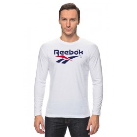 Мужской лонгслив с принтом Reebok во Владимире, Хлопок |  | 