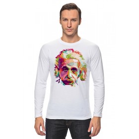 Мужской лонгслив с принтом Альберт Эйнштейн (Albert Einstein) во Владимире, Хлопок |  | 