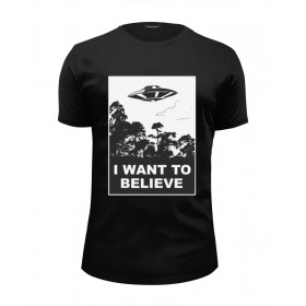 Мужская футболка Premium с принтом I Want to Believe (X-Files) во Владимире, Белый, черный, серый меланж, голубой: 100% хлопок, плотность 160 гр. Остальные цвета: 92% хлопок, 8% лайкра, плотность 170-180гр. |  | 