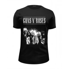 Мужская футболка Premium с принтом Guns n roses во Владимире, Белый, черный, серый меланж, голубой: 100% хлопок, плотность 160 гр. Остальные цвета: 92% хлопок, 8% лайкра, плотность 170-180гр. |  | Тематика изображения на принте: 