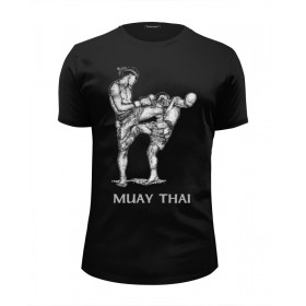 Мужская футболка Premium с принтом Muay Thai во Владимире, Белый, черный, серый меланж, голубой: 100% хлопок, плотность 160 гр. Остальные цвета: 92% хлопок, 8% лайкра, плотность 170-180гр. |  | Тематика изображения на принте: 