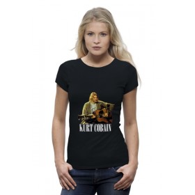 Женская футболка Premium с принтом Nirvana Kurt Cobain guitar t-shirt во Владимире,  |  | Тематика изображения на принте: 