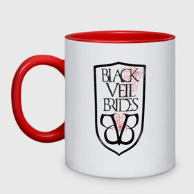 Кружка двухцветная Black veil brides (паутина): во Владимире, керамика | объем — 330 мл, диаметр — 80 мм. Цветная ручка и кайма сверху, в некоторых цветах — вся внутренняя часть | Тематика изображения на принте: 