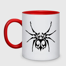 Кружка двухцветная Паук татуировка: во Владимире, керамика | объем — 330 мл, диаметр — 80 мм. Цветная ручка и кайма сверху, в некоторых цветах — вся внутренняя часть | Тематика изображения на принте: паук | татуировка