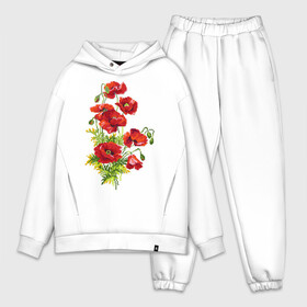 Мужской костюм хлопок OVERSIZE с принтом Маки во Владимире,  |  | embroidery | flowers | poppies | red | wild | вышивка | красные | маки | полевые | цветы