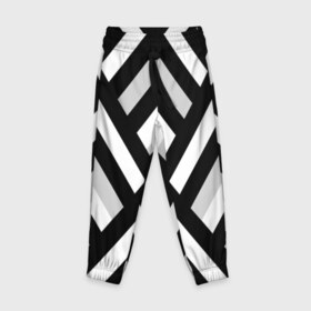 Детские брюки 3D с принтом Полоски во Владимире, 100% полиэстер | манжеты по низу, эластичный пояс регулируется шнурком, по бокам два кармана без застежек, внутренняя часть кармана из мелкой сетки | Тематика изображения на принте: белый | полосы | черный