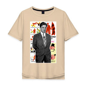 Мужская футболка хлопок Oversize с принтом Маяковский во Владимире, 100% хлопок | свободный крой, круглый ворот, “спинка” длиннее передней части | 1917 | 2017 | авангард | маяковский | о.м.с.к. | плакат | поэт | революция | ссср