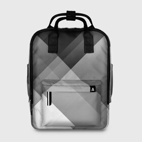 Женский рюкзак 3D с принтом Геометрия (серый) во Владимире, 100% полиэстер | лямки с регулируемой длиной, сверху ручки, чтобы рюкзак нести как сумку. Основное отделение закрывается на молнию, как и внешний карман. Внутри два дополнительных кармана, один из которых закрывается на молнию. По бокам два дополнительных кармашка, куда поместится маленькая бутылочка
 | Тематика изображения на принте: белый | геометрия | полосы | серый | треугольник | черный