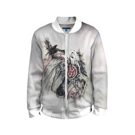 Детский бомбер 3D с принтом Велес во Владимире, 100% полиэстер | застегивается на молнию, по бокам два кармана без застежек, мягкие манжеты, по низу бомбера и на воротнике — эластичная резинка | ethnic | folk | runes | slav | велес | ворон | печать велеса | руны | русь | символ | славяне | фолк | фольклор | этника | этно | язычество