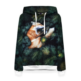 Женская толстовка 3D с принтом Лисичка в Лесу во Владимире, 100% полиэстер  | двухслойный капюшон со шнурком для регулировки, мягкие манжеты на рукавах и по низу толстовки, спереди карман-кенгуру с мягким внутренним слоем. | core | cute | forest | fox | foxes | ginger | world | деревья | забавная | зелень | кино | лес | лис | лиса | лисица | лисицы | лисичка | лисички | лист | листва | лисы | милая | мира | рыжая | рыжие | сердце | смешная | фильм | фыр