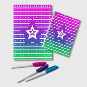 Блокнот с принтом Звезда во Владимире, 100% бумага | 48 листов, плотность листов — 60 г/м2, плотность картонной обложки — 250 г/м2. Листы скреплены удобной пружинной спиралью. Цвет линий — светло-серый
 | star | stars | звезда | звёздочки | звёзды | красочная | линии | полосы | редактируемая | стар | старс | цветная | яркая