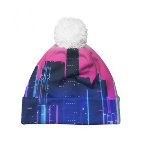Шапка 3D c помпоном с принтом URBAN NEON во Владимире, 100% полиэстер | универсальный размер, печать по всей поверхности изделия | bright | colorful | cool | disco | music | music lover | retro | speaker | tape recorder | technique | vintage | винтаж | динамик | диско | магнитофон | меломан | музыка | неон | разноцветный | ретро | техника