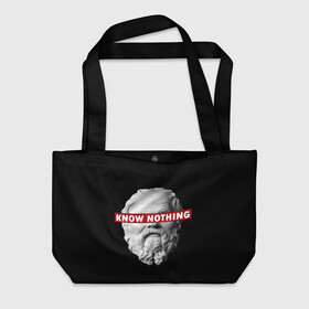 Пляжная сумка 3D с принтом Ничего Не Знаю во Владимире, 100% полиэстер | застегивается на металлическую кнопку; внутренний карман застегивается на молнию. Стенки укреплены специальным мягким материалом, чтобы защитить содержимое от несильных ударов
 | supreme | греция | картинка | прикол | прикольна | сократ | статуя | супреме | суприм | суприме | философ | философия