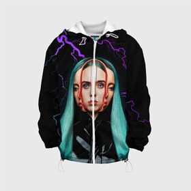 Детская куртка 3D с принтом BILLIE EILISH во Владимире, 100% полиэстер | застежка — молния, подол и капюшон оформлены резинкой с фиксаторами, по бокам — два кармана без застежек, один потайной карман на груди, плотность верхнего слоя — 90 г/м2; плотность флисового подклада — 260 г/м2 | ayelish | bad guy | bellyache | bilie eilish | bilie elish | billie | billie eilish | eilish | electronic | elish | music | били айлиш | билли айлиш | эйлиш | элиш