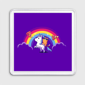 Магнит 55*55 Единорог, кот и пицца: во Владимире, Пластик | Размер: 65*65 мм; Размер печати: 55*55 мм | Тематика изображения на принте: 3d | cat | dream | pizza | rainbow | unicorn | авторский | арт | единорог | кот | котенок | котик в очках | кошка | мем | надпись | облака | пицца | прикол | прикольная | радуга | рисунок | смешная надпись | шутка | юмор