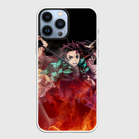 Чехол для iPhone 13 Pro Max с принтом Kimetsu no Yaiba в пламени во Владимире,  |  | Тематика изображения на принте: demon slayer | demon slayer: kimetsu no yaiba | kimetsu | kimetsu no yaiba | nezuko | slayer | tanjiro | клинок рассекающий демонов | незуко | танджиро | шинобу кочо