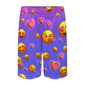 Детские спортивные шорты 3D Очень много эмодзи: во Владимире,  100% полиэстер
 | пояс оформлен широкой мягкой резинкой, ткань тянется
 | сердца | смайл | смайлик | эмодзи