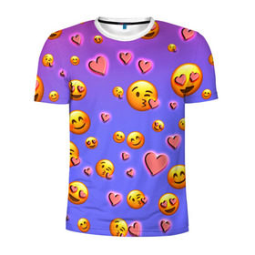 Мужская футболка 3D спортивная Очень много эмодзи: во Владимире, 100% полиэстер с улучшенными характеристиками | приталенный силуэт, круглая горловина, широкие плечи, сужается к линии бедра | сердца | смайл | смайлик | эмодзи