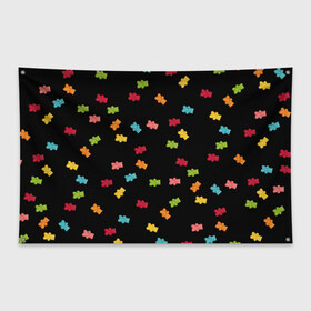 Флаг-баннер с принтом Мармеладные мишки во Владимире, 100% полиэстер | размер 67 х 109 см, плотность ткани — 95 г/м2; по краям флага есть четыре люверса для крепления | десерт | красный | мармелад | мишка | сахар | сладкий | черный