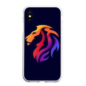Чехол для iPhone XS Max матовый с принтом Градиентный лев в минимализме во Владимире, Силикон | Область печати: задняя сторона чехла, без боковых панелей | вектор | градиент | лев | логотип | минимализм | разноцветный | цветной