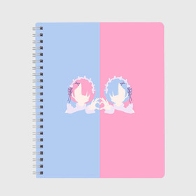 Тетрадь с принтом Рем и Рам во Владимире, 100% бумага | 48 листов, плотность листов — 60 г/м2, плотность картонной обложки — 250 г/м2. Листы скреплены сбоку удобной пружинной спиралью. Уголки страниц и обложки скругленные. Цвет линий — светло-серый
 | re:zero | аниме | рам | ре зеро | резеро | рем | тян