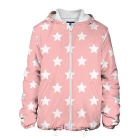 Мужская куртка 3D с принтом Звёзды во Владимире, ткань верха — 100% полиэстер, подклад — флис | прямой крой, подол и капюшон оформлены резинкой с фиксаторами, два кармана без застежек по бокам, один большой потайной карман на груди. Карман на груди застегивается на липучку | Тематика изображения на принте: арт | белый | звезда | звездопад | звёзды | рисунок | розовый