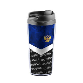 Термокружка-непроливайка с принтом RUSSIA | BLUE DIAMOND во Владимире, внутренняя часть — пищевой пластик, наружная часть — прозрачный пластик, между ними — полиграфическая вставка с рисунком | объем — 350 мл, герметичная крышка | Тематика изображения на принте: russia | sport | герб | империя | имперский | патриот | патриотизм | российская | россия | русский | спорт | страны | флаг | я русский