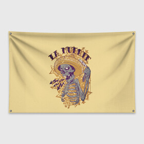 Флаг-баннер с принтом Это смертельно во Владимире, 100% полиэстер | размер 67 х 109 см, плотность ткани — 95 г/м2; по краям флага есть четыре люверса для крепления | готы. | испания | надпись на испанском. череп в сомбреро | скелет в сомбреро