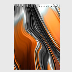 Скетчбук с принтом абстрация во Владимире, 100% бумага
 | 48 листов, плотность листов — 100 г/м2, плотность картонной обложки — 250 г/м2. Листы скреплены сверху удобной пружинной спиралью | Тематика изображения на принте: абстракция | белое | волны | оранжевое | полосы | серое | узор | черное