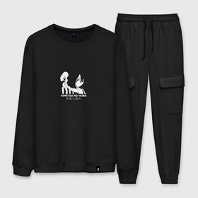 Мужской костюм хлопок Iguro - Demon Slayer: во Владимире, 100% хлопок | на свитшоте круглая горловина, мягкая резинка по низу. Брюки заужены к низу, на них два вида карманов: два “обычных” по бокам и два объемных, с клапанами, расположенные ниже линии бедра. Брюки с мягкой трикотажной резинкой на поясе и по низу штанин. В поясе для дополнительного комфорта — широкие завязки | anime | demon slayer | iguro obanai | аниме | герой | демон | манга | мультик | мультфильм | надпись на японском | обанай игуро | персонаж