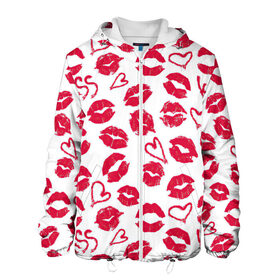 Мужская куртка 3D с принтом Поцелуи во Владимире, ткань верха — 100% полиэстер, подклад — флис | прямой крой, подол и капюшон оформлены резинкой с фиксаторами, два кармана без застежек по бокам, один большой потайной карман на груди. Карман на груди застегивается на липучку | английский | английский текст | английский язык | арт | бардовый | губы | иностранный | иностранный текст | иностранный язык | косметика | красный | помада | поцелуи | поцелуй | рисунок | розовый