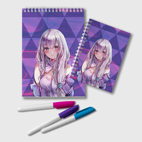 Блокнот с принтом Эмилия во Владимире, 100% бумага | 48 листов, плотность листов — 60 г/м2, плотность картонной обложки — 250 г/м2. Листы скреплены удобной пружинной спиралью. Цвет линий — светло-серый
 | Тематика изображения на принте: anime | emilia | re zero | re: zero kara hajimeru isekai seikatsu | re: жизнь с нуля в альтернативном мире | ре зеро | эмилия