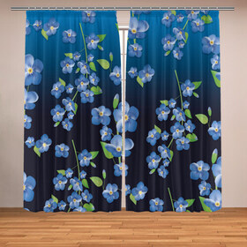 Фотошторы с принтом Незабудки во Владимире, Блэкаут (светозащита 90%) / Габардин (светозащита 40% | 2 полотна шириной по 145 см; Высота 200-300 см; Крепление: шторная лента (на крючки); | весна | лето | цветы
