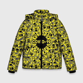 Зимняя куртка для мальчиков 3D с принтом COVID-19 во Владимире, ткань верха — 100% полиэстер; подклад — 100% полиэстер, утеплитель — 100% полиэстер | длина ниже бедра, удлиненная спинка, воротник стойка и отстегивающийся капюшон. Есть боковые карманы с листочкой на кнопках, утяжки по низу изделия и внутренний карман на молнии. 

Предусмотрены светоотражающий принт на спинке, радужный светоотражающий элемент на пуллере молнии и на резинке для утяжки | biohazard | coronavirus | covid 19 | биологическое оружие | биохазард | болезнь | вирус | грипп | знак опасности | карантин | ковид 19 | коронавирус | лихорадка | масочный режим | медицинская маска | пандемия