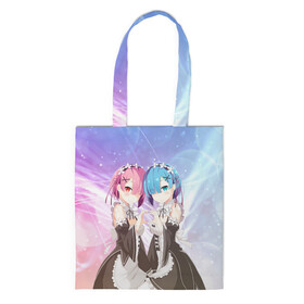 Шоппер 3D с принтом Рем и Рам во Владимире, 100% полиэстер | Плотность: 200 г/м2; Размер: 34×35 см; Высота лямок: 30 см | anime | ram | re zero | re: zero kara hajimeru isekai seikatsu | re: жизнь с нуля в альтернативном мире | rem | горничные | демон | рам | ре зеро | рем | рэм