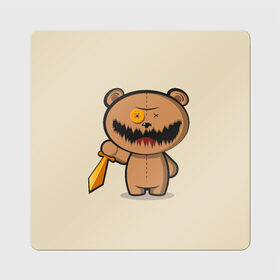 Магнит виниловый Квадрат МИШКА: во Владимире, полимерный материал с магнитным слоем | размер 9*9 см, закругленные углы | злой | игрушка | любовь | медвежонок | мишка | ужасы | юмор